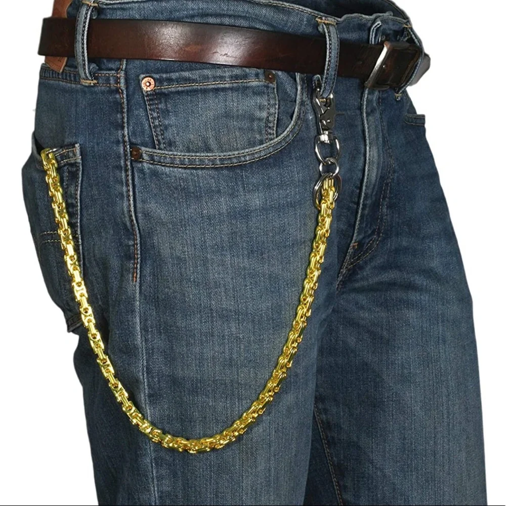 Ruth&Boaz Block Chain Stainless Biker Keychain Key Wallet Chain Yellow 24.8” NEW - Picture 1 of 6